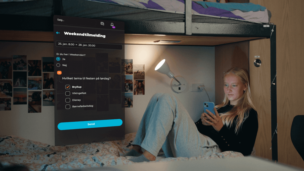 Billedet er fra vores produktvideo af pige der tilmelder sig en formular på deres app.